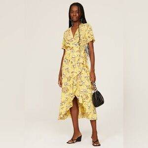 The Kooples Floral Yellow Wrap Dress